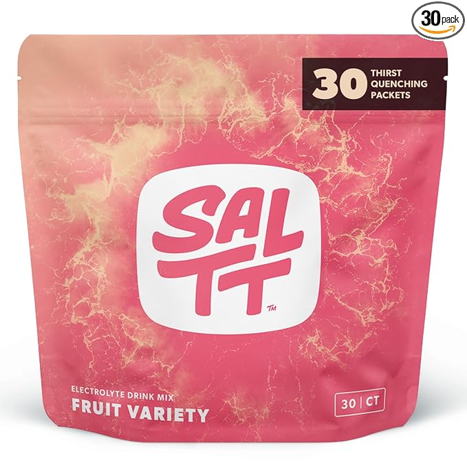 Keto Chow SALTT Electrolytes Powder Packets, Fruit Variety Pack (30 Packets) - Magnesium, Potassium, Sodium, Trace Minerals - Vegan, Sugar Free, Gluten Free - Travel Essentials - Made in USA-FlexoryFit