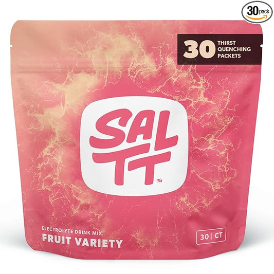 Keto Chow SALTT Electrolytes Powder Packets, Fruit Variety Pack (30 Packets) - Magnesium, Potassium, Sodium, Trace Minerals - Vegan, Sugar Free, Gluten Free - Travel Essentials - Made in USA-FlexoryFit