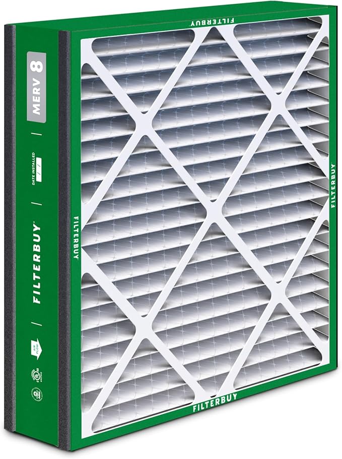Filterbuy 20x25x5 Air Filter MERV 8 (MPR 700) Dust Defense (2-Pack), Pleated HVAC AC Furnace Filters for Trion Air Bear, Generalaire, Skuttle, and More (Actual Size: 19.63 x 24.13 x 4.88)