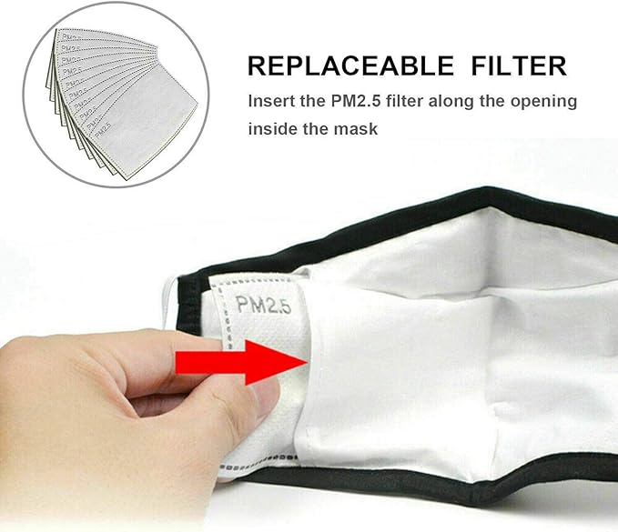 Adult PM2.5 Activated Carbon Filter Insert 5 Layers Replacement Anti Haze Face Filter Paper (100 Pieces)