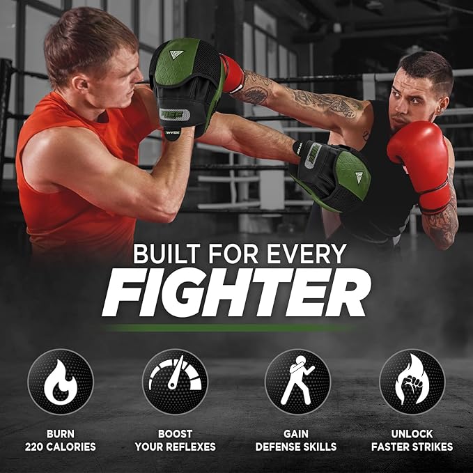 WYOX Curved Boxing Punch Mitts – Boxing Pads Training Set, Punching Mitts for Adults, Kickboxing Pads, Muay Thai Pads, Karate Pads, MMA Training Equipment, Martial Arts Focus Pads
