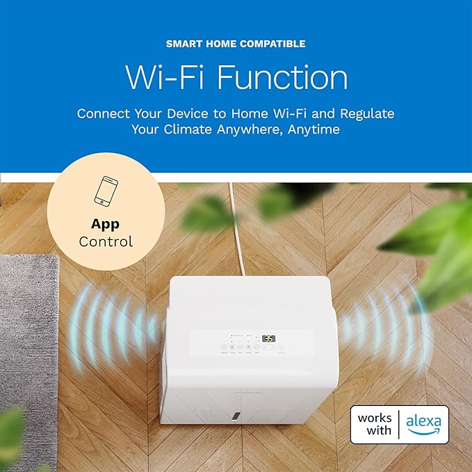 hOmeLabs 50 Pint Wi-Fi Dehumidifier with Pump for up to 7,000 Sq Ft (MAX 120 Pint at 95°F, 90% RH) – High Capacity Moisture Removal for Large Rooms, Offices, and Basements
