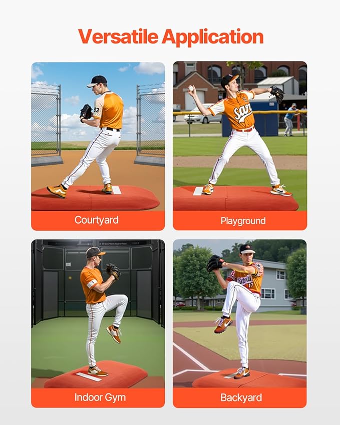 VEVOR Pitching Mound, Baseball Game Mound, Indoor/Outdoor Pitching Practice and Training Equipment, Softball Pitching Aids with Antifade Turf and Pitching Rubber