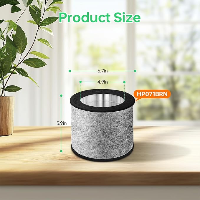 HP072 Replacement Filter for Shark HP072/HP071,HP072 Filter NeverChange Air Purifier Captures Pet Dander, Dust, Smoke, Coverage,Part Number# HP071BRN |HE07FKPET