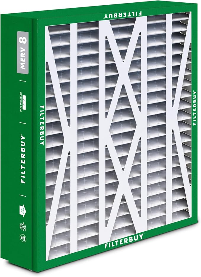 Filterbuy 24.5x27x5 Air Filter MERV 8 Dust Defense (2-Pack), Pleated HVAC AC Furnace Air Filters for Trane, American Standard, Honeywell, & Accumulair (Actual Size: 24.06 x 26.13 x 4.97 Inches)