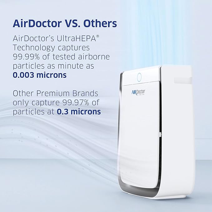 AIRDOCTOR 3500i SMART Air Purifier for Living Rooms & Bedrooms. 3 Stage Filtration with Pre-Filter, UltraHEPA, Carbon/VOC. Captures Particles 100x Smaller Than HEPA Standard