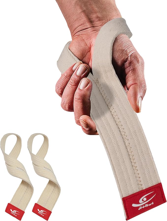 HiRui Cotton Lifting Wrist Straps (Pair) for Weightlifting Powerlifting Bodybuilding Strength Training | Wrist Support Wraps for Enhanced Grip & Stability - Soft & Durable, 13 inch Fits All-FlexoryFit
