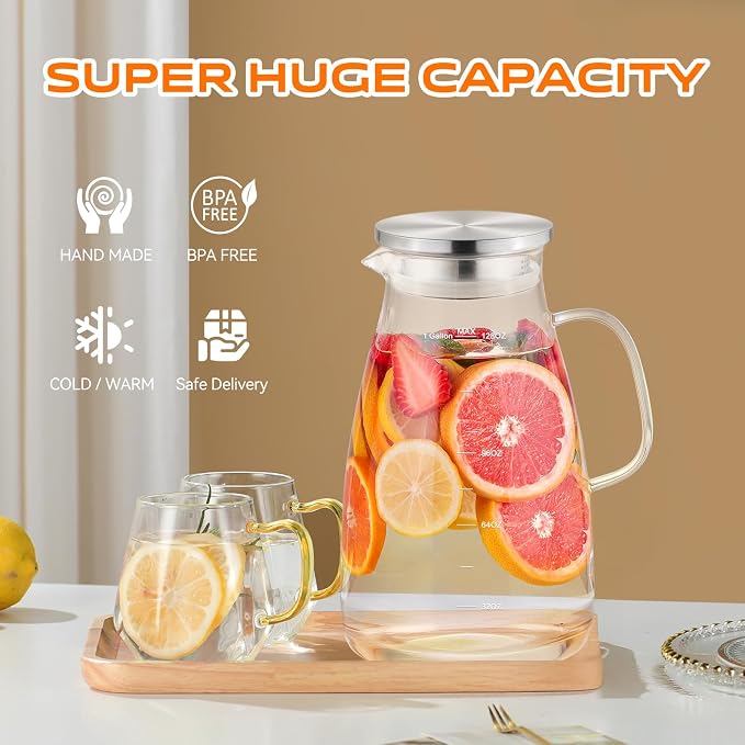 1 Gallon 128oz Glass Pitcher, Water Pitcher - Image 2