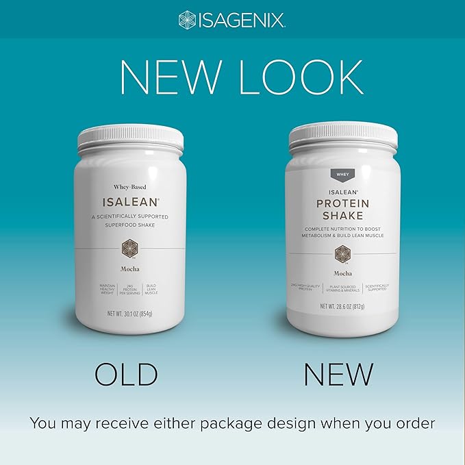 IsaLean Protein Shake - Complete Superfood Meal Replacement for Maintaining Healthy Weight and Lean Muscle Growth with 24 Vitamins and Minerals - 29.6 oz - 14 Meal Canister (Mocha) - Canister-FlexoryFit