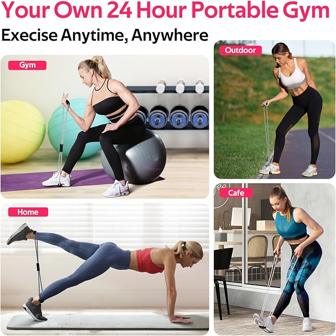 Figure 8 Fitness Resistance Bands with Handles - Exercise Tube Band Set of 3 for Arm and Shoulder Stretch, Rope 8 Word Elastic for Women and Men-FlexoryFit