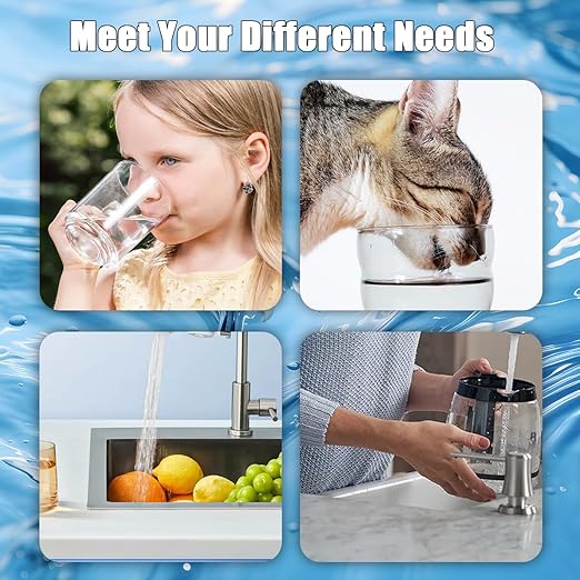 Faucet Filter, NSF Certified, 400 Gallon High Efficiency Water Purification System, Fast 99% Chlorine & Odor Removal with 1 Water Filter（T1-Black）