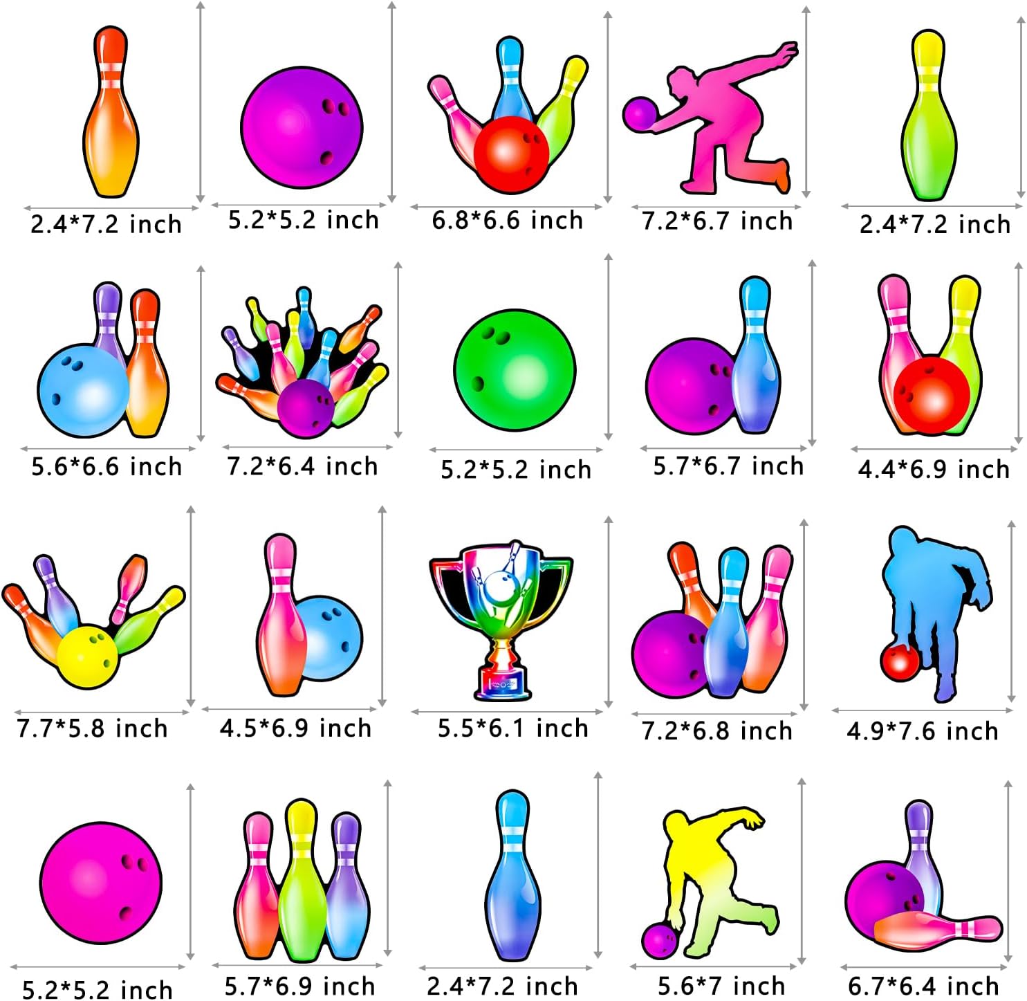 Bowling Centerpiece Sticks 21PCS Bowling Party Table Centerpieces Colorful Neon Bowling Theme Birthday Party Supplies Sport Bowling Ball Table Decorations for Strike Up Baby Shower Decor