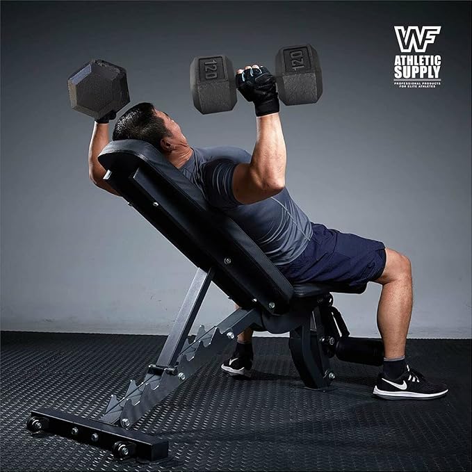 WF Athletic Supply Cast Iron Solid Hexagon Gray/Black Dumbbells, Strength Training Free Weights Set of 2 for Women and Men, Hand Weights Sold by Pairs, Multi-Select Size Options Available-FlexoryFit