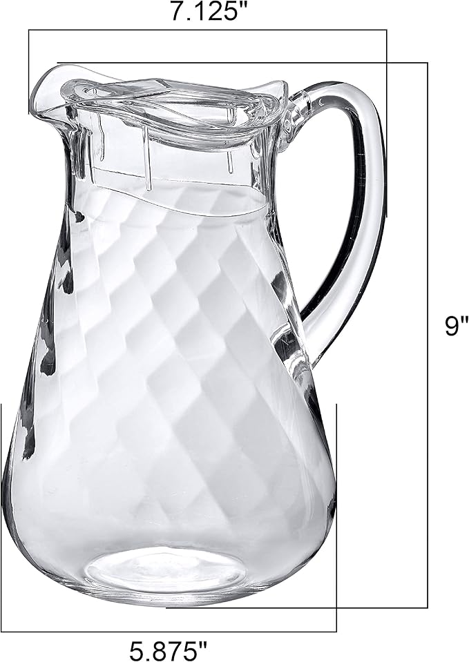 Amazing Abby - Droply Whirly - Plastic Pitcher (64 oz, 2 Quart), Clear Water Pitcher with Lid, Fridge Jug, BPA-Free, Shatter-Proof, Great for Iced Tea, Sangria, Lemonade, Juice, Milk, and More