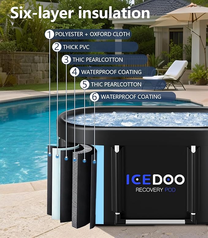 Upgrade XL 139 Gal Large Oval Ice Bath Tub for Athletes,Multiple Layered Portable Outdoor Cold Plunge Tub for Recovery,Cold Plunge for Family - Foldable Bathtubs for Gyms,Indoor,Outdoor use.