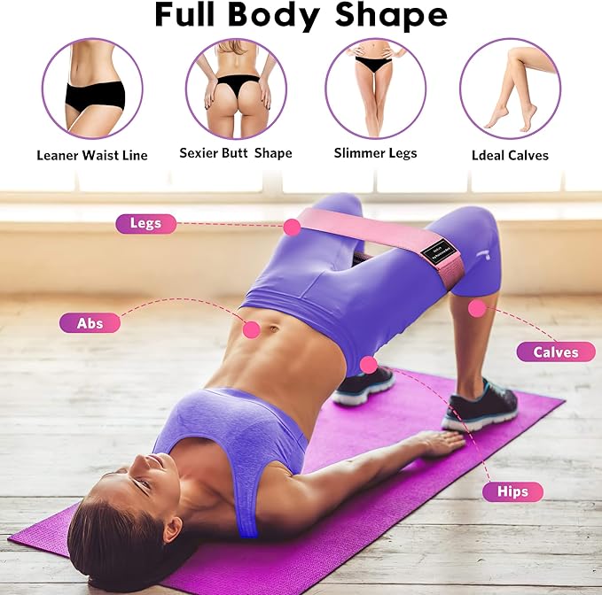 Renoj Resistance Bands, Yoga Starter Sets for Women and Men, 3 Set of Stretch Exercise Workout Bands for Booty Legs, Elastic Pilates Flexbands-FlexoryFit