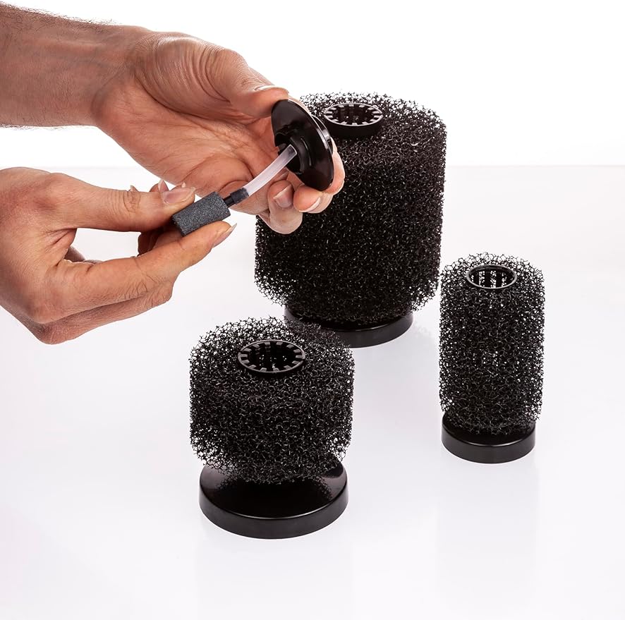 UNEAK Medium Aquarium Sponge Filter Fish Tank Silent Filteration Breeding Fry Betta Shrimp Nano Tank Accessories Air Stone 4-inch Airline Tubing up to 20 Gallon