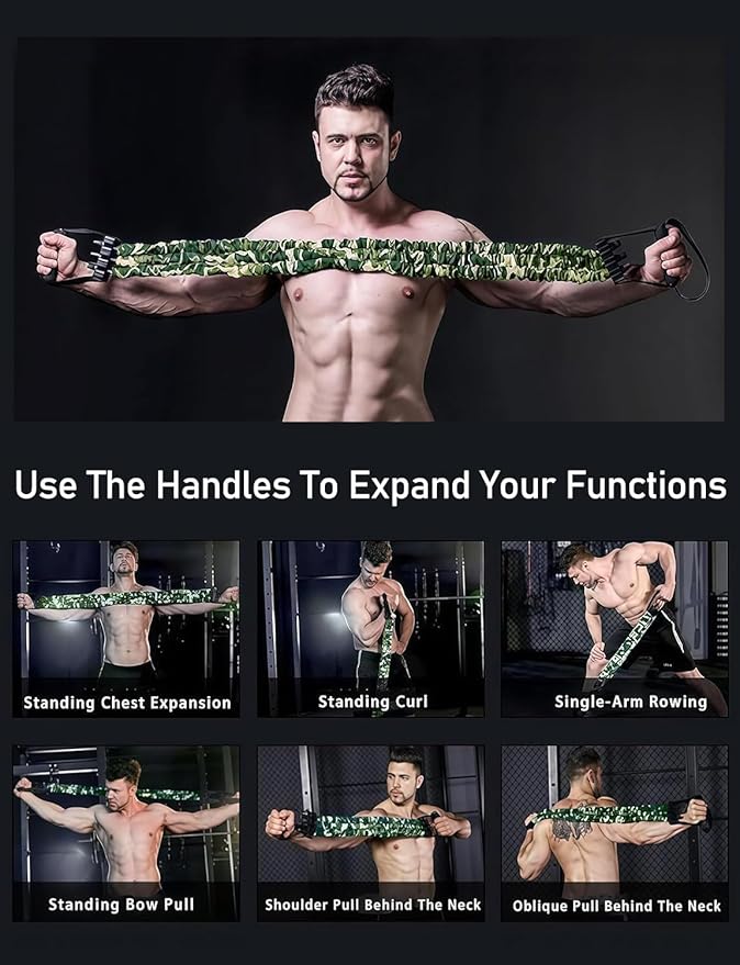 Natural Latex 3-Hole Resistance Stretcher,Chest Expander Stretch Bands for Men,2025 New 3-Way Natural Latex Resistance Band-FlexoryFit
