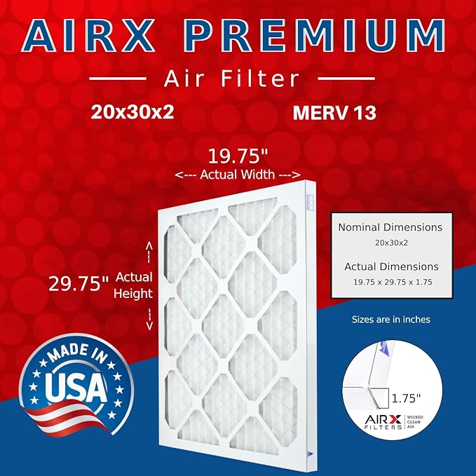AIRX FILTERS WICKED CLEAN AIR. 20x30x2 Air Filter MERV 13 Electrostatic Pleated - Image 2
