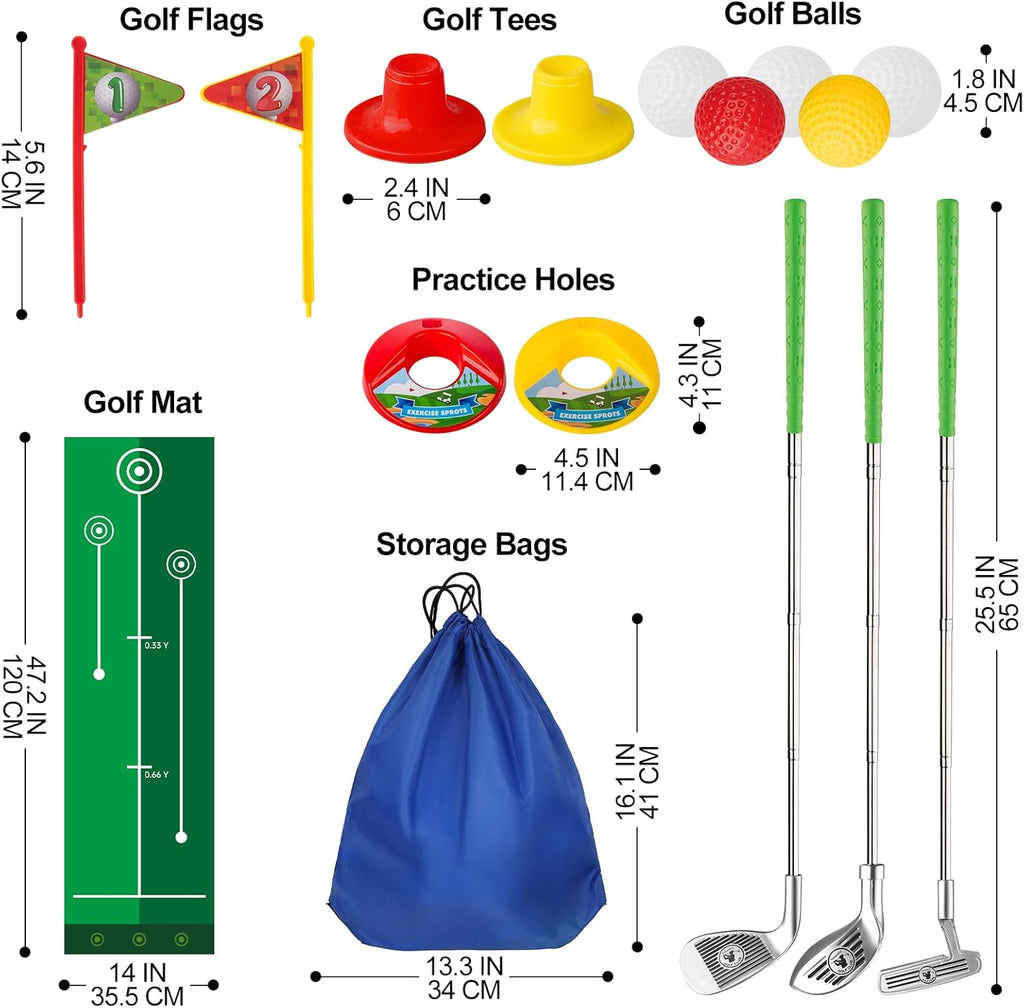 Liberry Kids Golf Clubs for 2 3 4 5 Years Old, Retractable Toddler Golf Set with Putting Mat & Storage Bag, Indoor and Outdoor Sports Golf Toys for Boys Girls