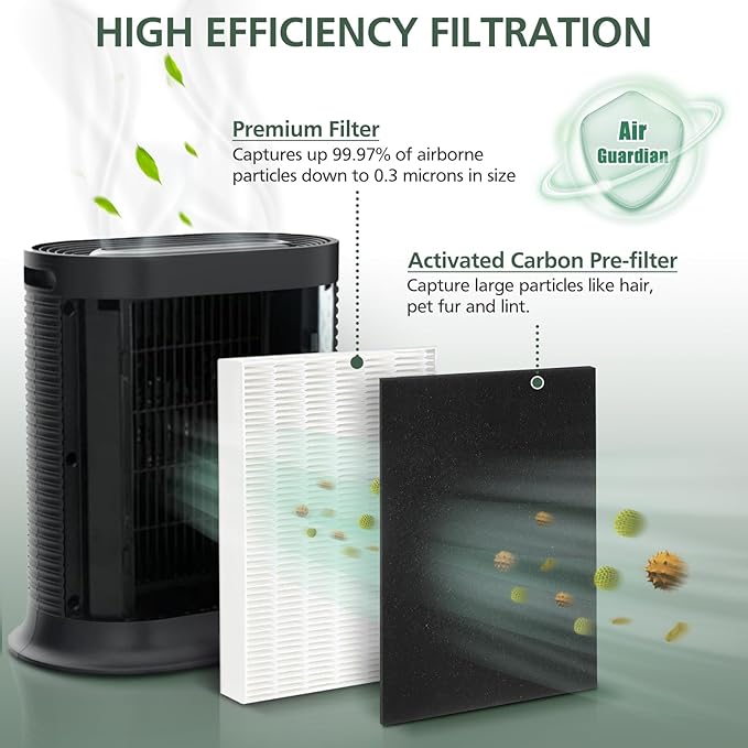 HPA100 HEPA Filter Replacement HRF-ARVP100 for Honeywell HPA100 Series Air Purifier, HPA094, HPA104, HPA105 HPA3100, HPA5100 Series, 2 HEPA R and 8 Precut Carbon Pre-Filters A