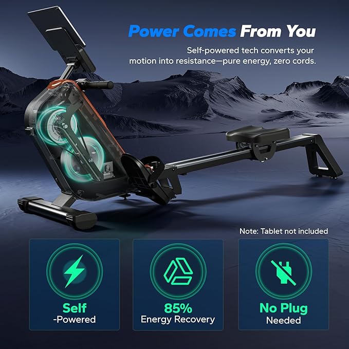 MERACH Rowing Machines for Home, Powerful Electromagnetic Row Machine with 51.2" Extended Rail, 16-Level Handle Resistance Adjustment Rower, 350 LBS Load Capacity, Ergonomic Comfort Seat, Easy Storage-FlexoryFit