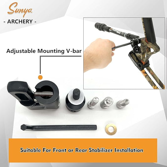SUNYA Archery Bow Stabilizer for Compound Bow, Carbon Fiber Body Flexible Core, Damping System and Weights Kit, 8",10",12" 15" in Expedition Series