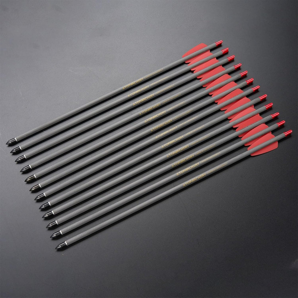 Crossbow Bolts 15 Inch Archery Carbon Crossbow Arrows with Moon Nocks Hunting Archery Arrows（12pcs