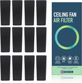 JJI Ceiling Fan Air Filter - Activated Charcoal Ceiling Fan Filters for Pets - Ceiling Fan Blades Shape Design - Easily Sticks on Ceiling Fan Blade Top (12Pack)
