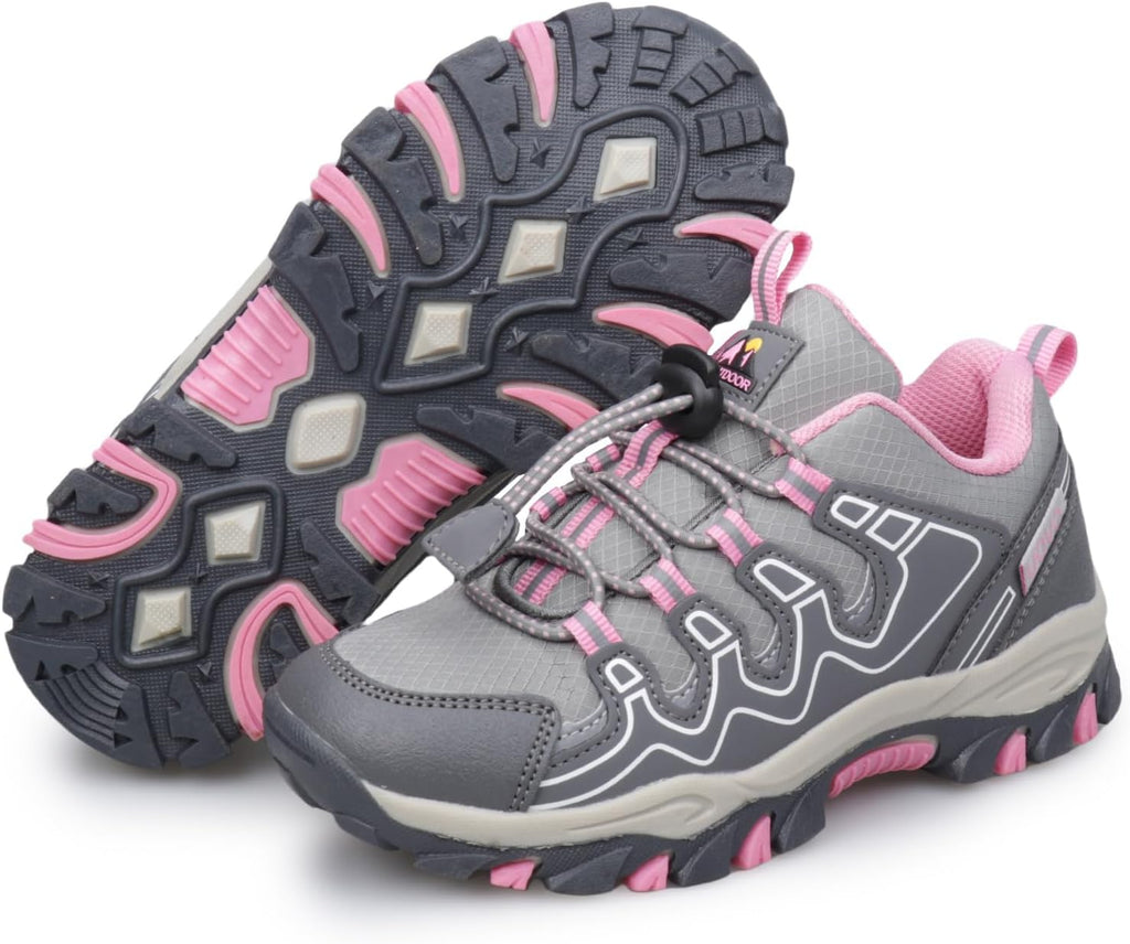 Boys Girls Hiking Trail Shoes Waterproof Slip Resistant Outdoor Trekking Walking Running Sneakers(Little/Big Kids)