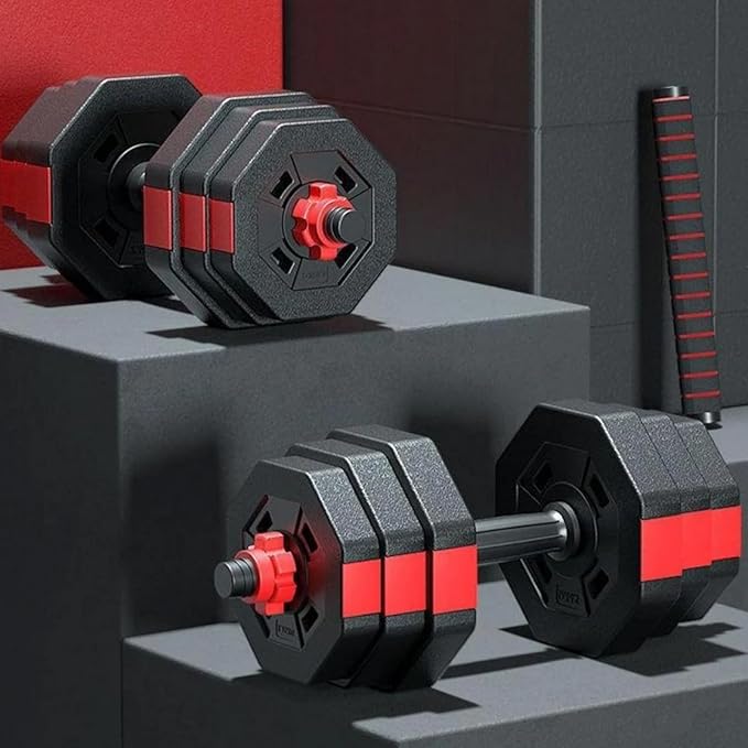 Adjustable Dumbbell Set, 5-44 lbs Free Weight Set with Connector for Barbell, Dumbbells, Push-Up Options, Fitness Exercises for Home Gym Suitable Men/Women-FlexoryFit