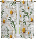 Spring Daisy Kitchen Curtains, Farmhouse Country Flower Leaf Plant Wood Grain by Unknown
