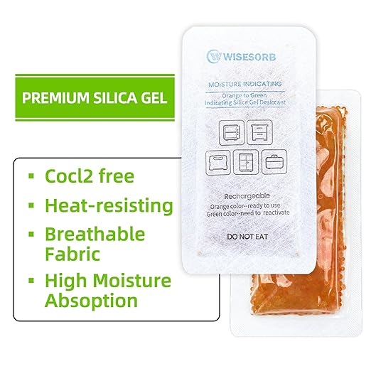 6Pcs 40 Gram Rechargeable Desiccant Packs, Indicating Silica Gel, Gun Safe Dehumidifier, New Style Moisture Absorbing Bag