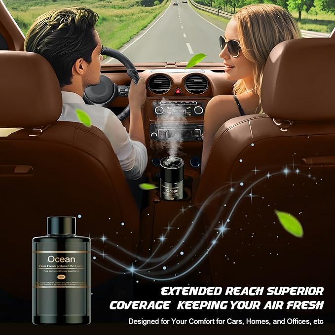 Car Air Freshener Refill for Men & Women 6.09 FL OZ /180ML-9 Month Ocean Scent Essential Oil Perfume, Essential Oil Made of Natural Plant Extracts, Compatible with Car Diffusers for Home/Office