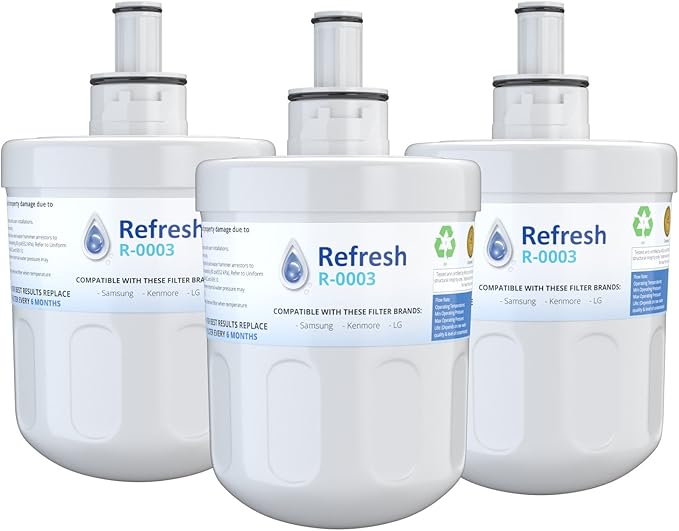 Refresh Replacement for Samsung Aqua-Pure Plus DA29-00003G, DA29-00003A, DA2900002B, DA2900003, DA2900003F, DA290002, HAFCU1, HAFIN2 and Waterdrop WD-DA-29-00003G Refrigerator Water Filter (3 Pack)