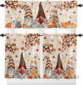 Fall Gnomes Kitchen Curtain Set, Thanksgiving Maple Leaf Rustic Pumpkin Window by Unknown