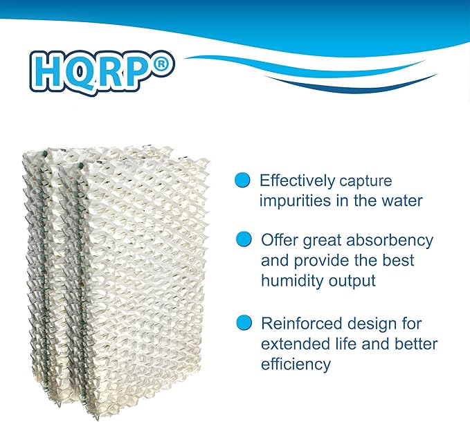 HQRP 2-pack Humidifier Wick Filter Replacement for Sears Kenmore 14909, 14912, 32-14912, 42-14912, Emerson Essick Air AIRCARE HDC-2R & HDC-411, BestAir E2R