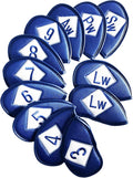 FINGER TEN Premium Synthetic Leather Stylish Iron & Wedge Golf Head Covers Value 12 Piece Set, Embroidered Labels & Fits Most Clubs Gift Set, Travel Protection Accessories