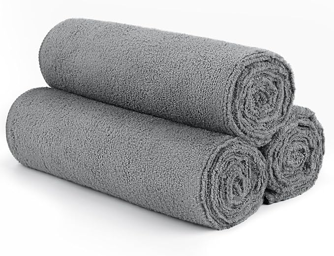 Orighty Gym Towels, Highly Absorbent Sweat Towels, Soft and Quick Drying Gym Towel for Daily Use, Multi-Purpose Towel for Sport, Salon, Spa, Hotel, 16 x 27 Inch, Grey, 3 Pack-FlexoryFit