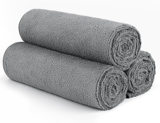 Orighty Gym Towels, Highly Absorbent Sweat Towels, Soft and Quick Drying Gym Towel for Daily Use, Multi-Purpose Towel for Sport, Salon, Spa, Hotel, 16 x 27 Inch, Grey, 3 Pack-FlexoryFit