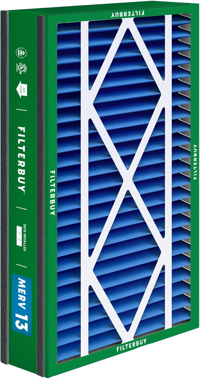 Filterbuy 16x25x5 Air Filter MERV 13 (MPR 1900) Health Defense Replacement (2-Pack), Pleated HVAC AC Furnace Filters for Trion Air Bear 255649-105 and More (Actual Size: 15.63 x 24.13 x 4.88)