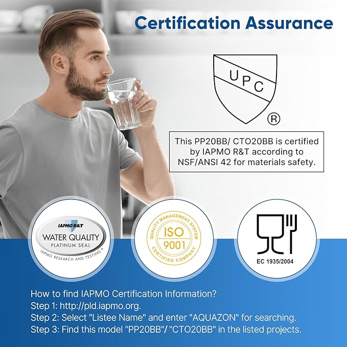PUREPLUS 4.5"x20" 3-Stage Whole House Water Filter Cartridges, Sediment, Granular Activated Carbon, and Activated Carbon Block, Replacement for F3WGB32BM, AP810-2, GAC-20BB, FG25B-KS, EPM-20BB, FC25B