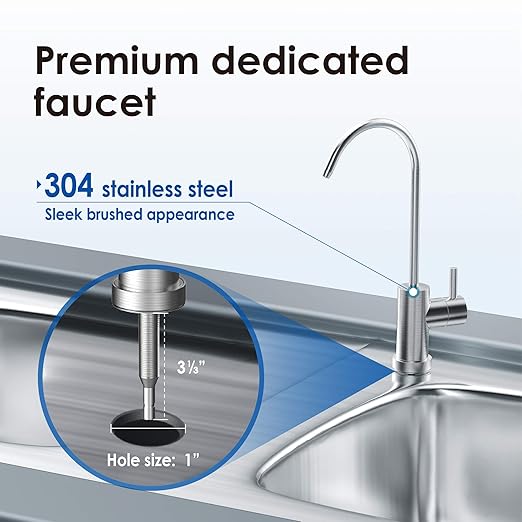 Waterdrop 15UBW-UF 0.01 μm Ultra Filtration Under Sink Water Filter System for Baçtёria Reduction, Reduces Lead, Chlorine, Bad Taste & Odor, 16K Gallons, with Dedicated Brushed Nickel Faucet, USA Tech