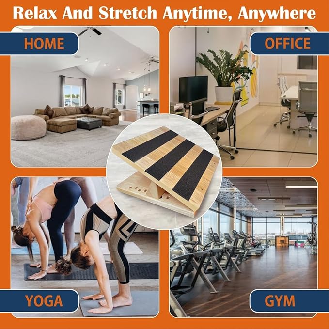 KIJO Studio Professional Wooden Calf Stretcher Slant Board 500 lbs Weight Capacity 16-Angle Adjustable Incline Calf Stretch Slant Board for Calf Stretching Exercise Squat & Physical Therapy Non-Slip-FlexoryFit