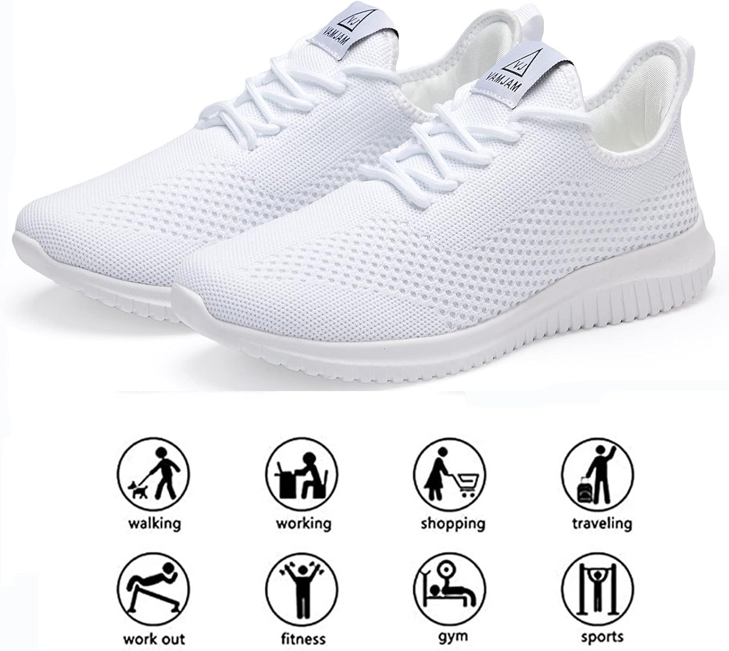 VAMJAM Men's Running Shoes Ultra Lightweight Breathable Walking Shoes Non Slip Athletic Fashion Sneakers Mesh Workout Casual Sports Shoes