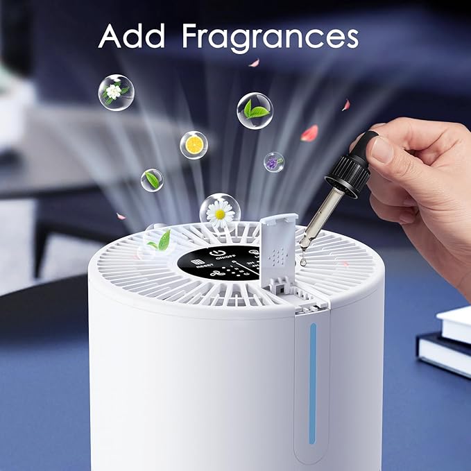 Air Purifiers for Bedroom Home 430 Sq.Ft, MOOKA H13 HEPA Filter Small Portable Air Purifier with USB Cable Fragrance Sponge for Smokers Pollen Pets Dust Odors, Desktop Air Cleaner for Car RV, M01