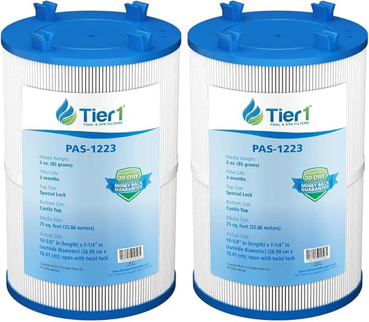 Tier1 Replacement for Dimension One Spa Filter 1561-00 – 2 Pack | Compatible with Pleatco PDO75-2000, FC-3059, C-7367 | 10-5/8" x 7-1/4" | Trilobal Fabric | High Flow | Washable Spa Filter Cartridge