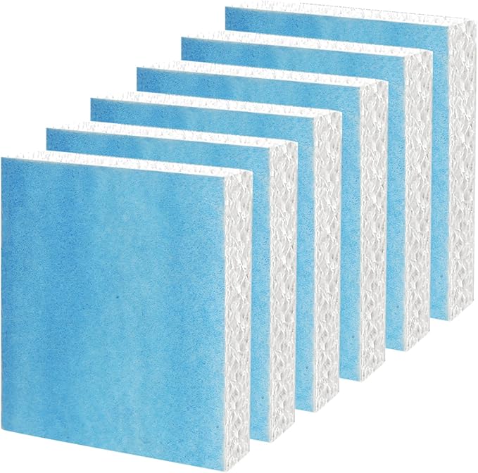 Colorfullife 6 Pack Humidifier Wicking Filter T for Honeywell Top Fill Tower Humidifier HEV615, HEV620, Upgraded HFT600PF1 Replacement Filter T with Blue Pre-Filter, Replace Parts HFT600T HFT600PDQ