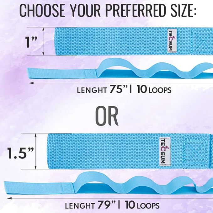 TECEUM Stretching Strap for Yoga & Physical Therapy – 10 Loops – Non-Elastic Leg Stretch Straps for Stretching, Exercising, Pilates, Post-Injury Rehabilitation for All Levels – Men & Women-FlexoryFit