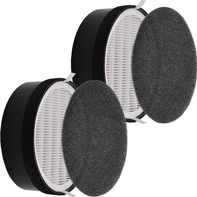 2-Pack LV-H132-RF Replacement Filters, H13 True HEPA & Activated Carbon 3-in-1 Compatible with Levoit LV-H132 Air Purifier, Reduce Odors & Pet Dander for Bedroom Office